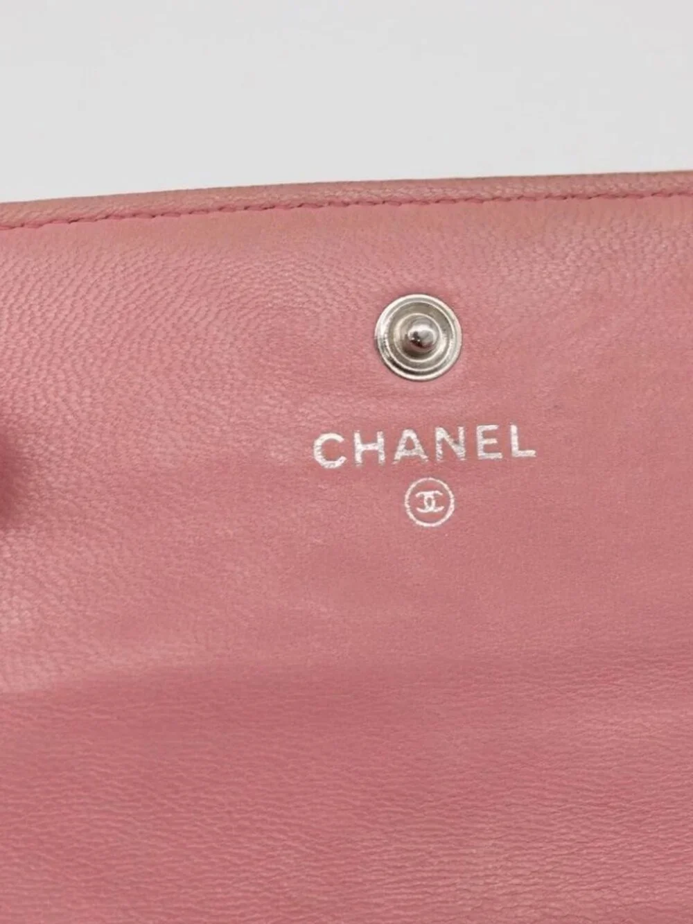 CHANEL Camelia Long Wallet Lamb Skin Pink CC Auth YKZ410